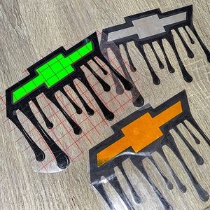 Chevy Melting Drip Gold Silver Green Black Vinyl Decal Sticker